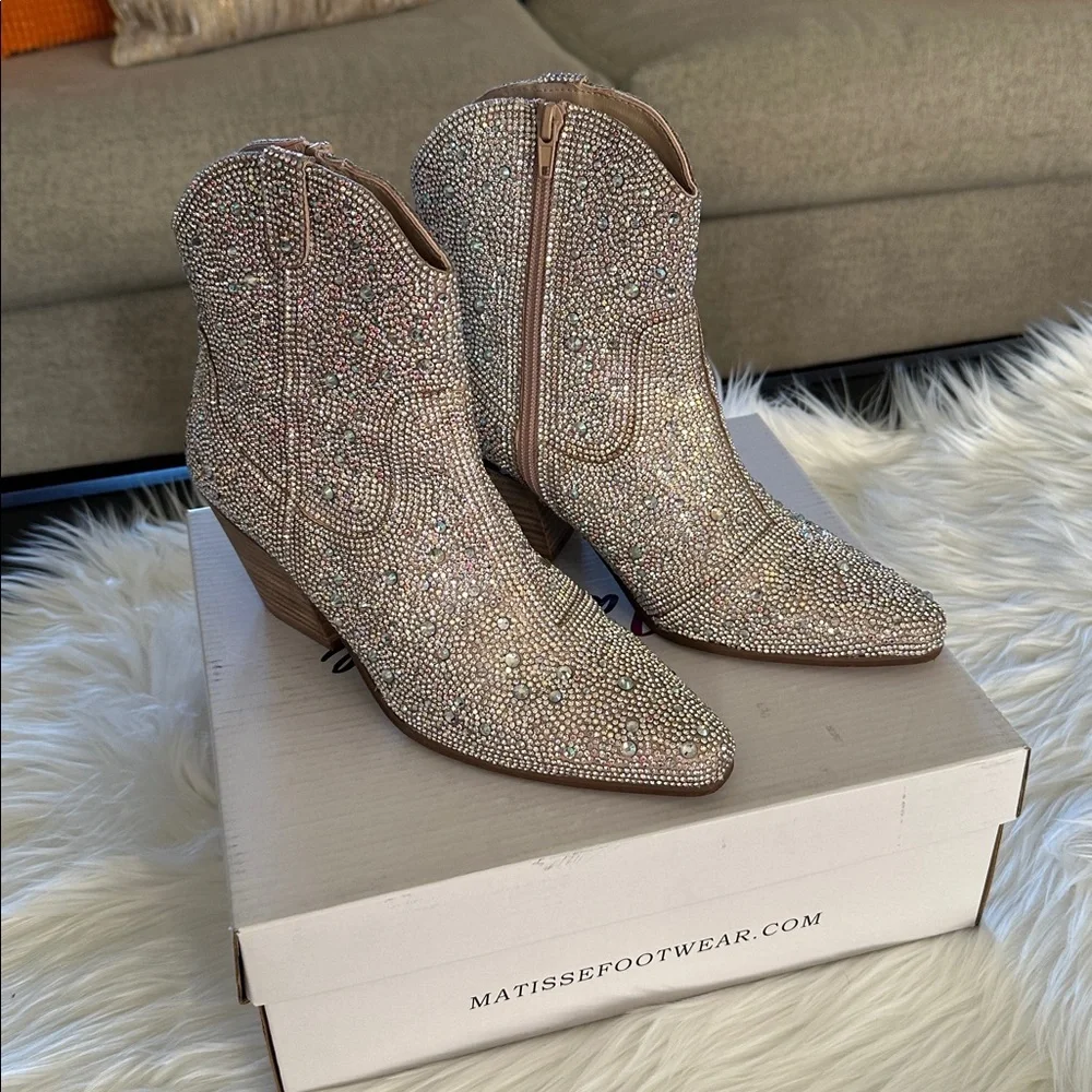 Anthropologie Matisse Glittering Rhinestone Boots - Picture 2 of 5